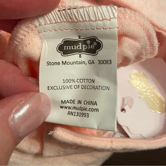 Baby Girl Gift Set Muslin Onesie size 9-12 mos Bib and Plush Bunny Toy - Picture 7 of 8